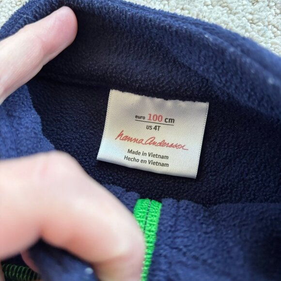 Hanna Andersson navy blue fleece quarter zip pullover - Picture 2 of 2